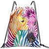 Generic Personalizzato Coulisse Tasche Cute Watercolor Zebra Borsa Palestra Scuola Poliestere Zaino da Viaggio per Adulto Spiaggia Piscina 36X42Cm