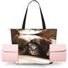 EdWal Borsa da palestra da donna con stampa di gatto sotto la coperta, borsa da yoga, borsa tote con cerniera, borsa per lo shopping, borsa da viaggio