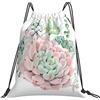 Generic Unisex Coulisse Borsa da Palestra Pink Succulents Sacca Sportiva con Coulisse Zaino da Viaggio per Donna Adulto All'Aperto 36X42Cm
