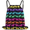 Generic Zaino Coulisse, Stampa Zaino Scuola, Rainbow Horse Black, Fashion Sacco Sportive per Piscina, Adulto, Donna, 36X42cm