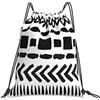 Generic Unisex Coulisse Borsa da Palestra Black And White Geometric Shapes Sacca Ginnastica Poliestere Zainetti per Spiaggia Piscina Viaggi 36X42Cm