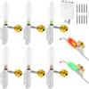GBKDQQ 6 indicatori di abboccata per pesca, campanello di allarme, luci a LED, impermeabili, con fibbia, indicatore di abboccamento per canna da pesca (caricatore e batteria)
