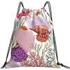 Generic Personalizzato Borsa Coulisse Underwater Elements Coral Reef Vivid Clam Sacca Sportiva Poliestere Zaino da Viaggio per Yoga All'Aperto Uomo 36X42Cm