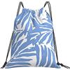 Generic Fashion Borsa Coulisse Giant Illustrated Palm Leaves Cornflower Blue Sacca Sportiva Personalizzato Zaino Palestras per Piscina Yoga Uomo 36X42Cm