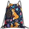 Generic Poliestere Coulisse Borsa da Palestra National Style Fox Pattern Borsa Palestra Scuola Personalizzato Zaino Sportivo per Spiaggia Nuoto Donna 36X42Cm