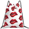 Generic Personalizzato Zaino Coulisse Red Lip Borsa Palestra Scuola Poliestere Gym Sack per Donna Festival Vacanze 36X42Cm