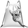 Generic con Coulisse Borsa Sportiva da Palestra Cute Cat Black And White Sacchetto Sportivo Fashion Sacca Zaino Sportivo per Spiaggia Sport Viaggi 36X42Cm