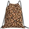 Generic Fashion Zaino Coulisse Leopard Skin Sacca Sportiva Personalizzato Zaino Palestras per Donna Adulto Festival 36X42Cm