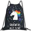 Generic Unisex Borsa Coulisse Uni-Corns Are Real Sacca Sportiva Poliestere Zaino da Viaggio per Adulto Yoga Donna 36X42Cm