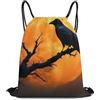 Generic Borsa Sportiva da Palestra, Fashion Gym Sack, Spacious Full Moon Black Crow Bird, Unisex Sacca Sportiva Palestra per Yoga, Adulto, Vacanze, 36X42cm