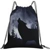 Generic Fashion Borsa Sportiva da Palestra Full Moon Wild Animal Wolf Howling Sacca Ginnastica Unisex Zaino Palestras per All'Aperto Donna Vacanze 36X42Cm