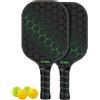 Generico Set di palette per sottaceti, palette e palline per sottaceti | Kit Pickle Ball Gioco per interni ed esterni | Racchetta Pickle Ball in fibra di vetro, 4 palline, impugnatura ergonomica per pri