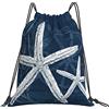 Generic Personalizzato Coulisse Borsa da Palestra Blue with Starfish Seaweed Coral Nautical Rudder Sacco Sportive Unisex Zaino da Viaggio per Donna Yoga Nuoto 36X42Cm