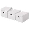 Esselte Set di 3 Contenitori Grandi con Coperchio in Cartone Riciclato e Riciclabile al 100%, Ottimali per lo Stoccaggio e l'Archiviazione, Design Geometrico, 355 mm x 305 mm x 510 mm, Bianco