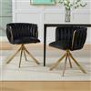 SUKY Poltrona in velluto con struttura in metallo pesante, set da 2 pezzi, girevole a 180°, ergonomia e lusso morbido per inserti flessibili tra lounge (Black + Velvet + Golden Legs)