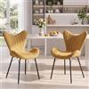 Ya-Home Set di 2 Sedie da Pranzo in Tessuto Sedie da Cucina Sedie da Salotto con Gambe in Metallo Sedie Imbottite Senza Braccioli per Sala da Pranzo/Soggiorno, Giallo