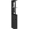 kleankin Mobiletto Bagno Salvaspazio a Colonna con 2 Ripiani e 2 Armadietti, Colonna Bagno in Legno per Salotto, Soggiorno, 15.2x29.8x118 cm, Nero