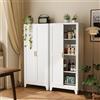 MetaCate lnov 155 cm Credenza Cucina Alta, Mobile Cucina in Metallo con 2 Ante, Mobile Dispensa con 3 Ripiani Regolabili, per Sala da Pranzo e Soggiorno, 35x70x155 cm, Stile Minimalista, Bianco