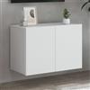 Homgoday Mobile TV da parete bianco 60 x 30 x 41 cm, armadio per TV sospeso con scomparto con anta a parete, mobile TV galleggiante per soggiorno, camera da letto