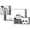 [en.casa] Mensola da Parete con 3 Scomparti Aperti Scaffale Libreria Sospesa a Muro con Ripiani Portaoggetti Espositore Pensile per Soggiorno Studio Corridoio 87x18x54 cm - Effetto Cemento