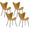 Ya-Home Set di 4 Sedie da Pranzo in Tessuto Sedie da Cucina Sedie da Salotto con Gambe in Metallo Sedie Imbottite Senza Braccioli per Sala da Pranzo/Soggiorno, Giallo