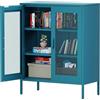 MetaCate lnov Mobile Contenitore in Acciaio a 2 Ante a Rete con 2 Ripiani Regolabili e Chiusura Magnetica, Armadio per Ufficio e Casa, Armadio in Acciaio, 40 x 80 x 102 cm, Blu
