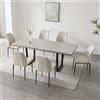 JIEXI Tavolo da pranzo allungabile 4-6 posti, tavolo da pranzo allungabile e sedie, materiale MDF moderno, adatto per soggiorno, cucina, lunghezza 130-170 cm