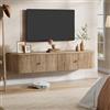 Tribesigns Mobile TV a parete flottante, console TV da muro da 140 cm con 2 cassetti scanalati, mensola multimediale flottante moderna per soggiorno, camera da letto, rovere