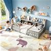 BIYFSDS Letto Montessori 90 x 200 cm con vano contenitore e libreria, letto a terra per bambini 90 x 200 con sponda di sicurezza e rete a doghe, struttura per letti per bambini in legno massello rinforzato in