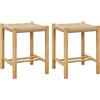 GIANTEX Set di 2 sgabelli da bar, da cucina, in legno e carta intrecciata, con poggiapiedi, per sala da pranzo, da cucina, in legno naturale (36 x 36 x 45 cm)