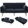 Azkoeesy Divano Letto a 2 Posti in Velluto con 2 Cuscini Inclusi, Schienale e Braccioli Reclinabili, Modello Convertibile per Soggiorno e Camera da Letto, 180x75x82 cm, Portata 150 kg, Colore Grigio Scuro