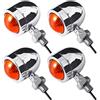TUINCYN Motocicleta plateada Mini luces indicadoras de giro Bombillas delanteras/traseras Luces ámbar/amarillas aptas para la motocicleta Chopper Bobber Cafe Racer (paquete de 4)