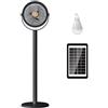 Smarbettiy Ventilatore da terra ricaricabile a energia solare, 5 velocità, batteria 4000 mAh, pieghevole, inclinazione verticale a 360 gradi, luce LED integrata, ABS portatile con tipo C e pannello solare (nero)