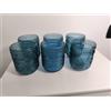 LA CASA DI EVA Bicchieri, set 6 pezzi, Design Elegante con Motivo in Rilievo, Stile Moderno, per Acqua e Bevande. Possibilità di scelta tra 3 colori: grigio fume', blu e verde (blu)
