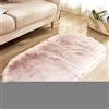 GUOCU Tappeto Salotto Pelo Lungo Ovale Pelliccia Sintetica Soffice Scendiletto Tappeto Peloso Piede Pad Moquette Peluche Antiscivolo Tappetino Tappeti Soggiorno Divano Camera da Letto Rosa 40x60CM