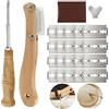 VOSSOT Set di 2 Coltelli da Pane, Rasoio Coltello da Pane in Legno con 20 Lame - Coltello da Pane Curvo Ideale, Coltello da Incisione per Impasto Accessori per la Cottura per Pane Fai da Te