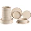 Il Gruppone Passione Casa Set 18 Piatti in Porcellana Colorati Servizio Tavola Moderno 6 Persone Piatti Piani Ø27 cm, Fondi Ø20 cm e Dessert Ø19 cm Lavastoviglie e Microonde Certificati per Contatto Alimentare - Crema