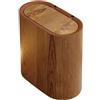 Homefurnishmall Pattumiera elegante e sottile con coperchio, salvaspazio, 30 x 30 x 15 cm, in polipropilene, per bagno, cucina e hotel, nero/bianco/giallo (venature del legno)