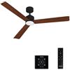 CREATE / WIND MODERN L/Ventilatore da soffitto con luce nero legno scuro con controllore a muro e telecomando / 40W, Luce LED 3 temperature, Ø152 cm,