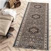Carpeto Rugs Tappeto Cucina Orientale Floreale Pelo Corto - Tappeto Corridoio - Tappeto Passatoia Cucina - Tappeti Cucina - Tappeto per Cucina Moderni - Grigio - 120 x 100 cm