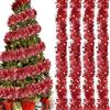 HONGECB 2m Ghirlanda Di Orpelli Natalizi, Ghirlanda Di Natale Tinsel, Festoni Natalizi, Ghirlanda Di Tinsel Metallizzata, Ghirlanda Natalizia Per Natalizie Decorazioni Casa Interno Esterni, 4pezzi, Rosso