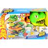 Hot Wheels City - T-Rex Battaglia Infuocata, playset stazione dei pompieri con d