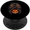 Halloween Pumpkin Messy Bun Hair Designs Leopard Chignon disordinato Donna Jack O Lanterna Zucca Horror PopSockets PopGrip Adesivo