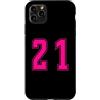 Uniform Pink Number SUL RETRO E FRONTE Custodia per iPhone 11 Pro Max Rosa Numero 21 Uniforme Numerata Squadra Sportivo