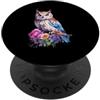Nocturnal Bloom Art Vivace acquerello gufo e disegno artistico floreale PopSockets PopGrip Adesivo