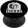 mystical moon graphic Luna Celestial Face Design - Vintage Woodcut Mezzaluna PopSockets PopGrip Adesivo
