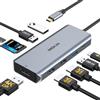 MOKiN Docking station per computer portatile, adattatore USB C Dual HDMI, 9 in 1, docking station per doppio monitor USB C con 2 HDMI, DisplayPort, 3 USB, 100 W PD, SD/TF per MacBook Pro 2020-2016, MacBook