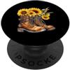 Autumn Bloom Designs Stivali Acquerello Girasoli Autunno Disegno Fl PopSockets PopGrip Adesivo