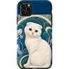 Belle Epoque Animals Custodia per iPhone 11 Pro Max Gatto scozzese con occhi azzurri Art Nouveau floreale