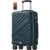 SONGMICS Valigia da viaggio, custodia rigida con serratura TSA, cinghia per valigia, trolley ABS, 4 ruote gemelle, bagaglio a mano, M, 55 cm, turchese scuro RLP001C101